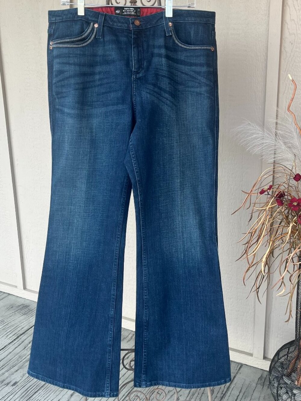 Smith And Rogue Womens Unisex Jeans Dark Blue Wash Metal Rivet Details 33x32